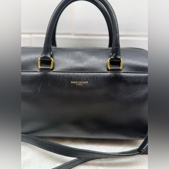 SOLD SAINT LAURENT Black Leather Classic 2-Way Duffle Baby Crossbody/Handbag - Picture 3 of 16